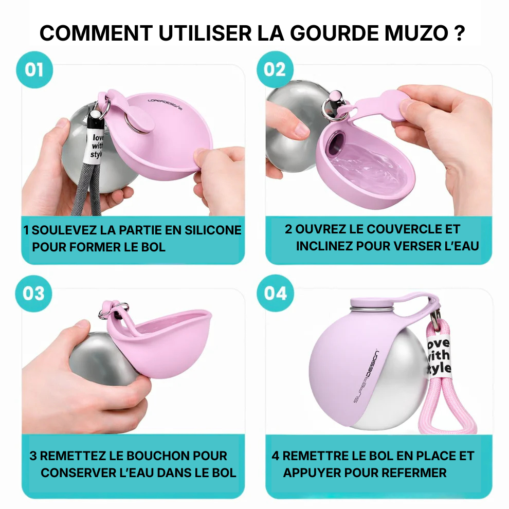 MUZO® | Gourde de Voyage 2-en-1 pour Chien